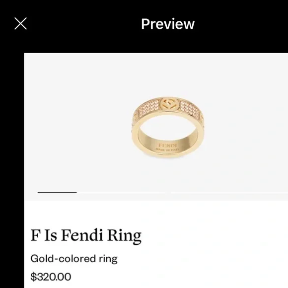 Fendi Gold Ring with Crystal Accents - Picture 6 of 8